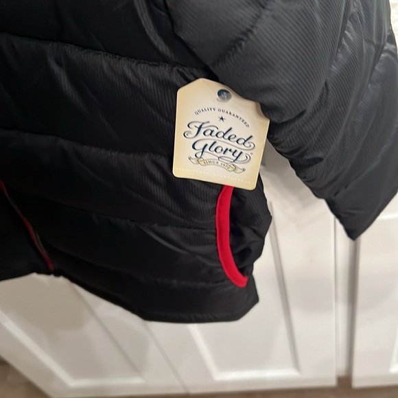 Faded Glory S/CH (6-7) black with red trim and lining puffer jacket brand new - Picture 2 of 4